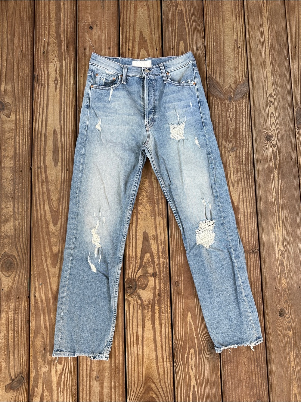 MOTHER Superior The Tomcat Ankle Quite Contrary Distressed Jeans 27
